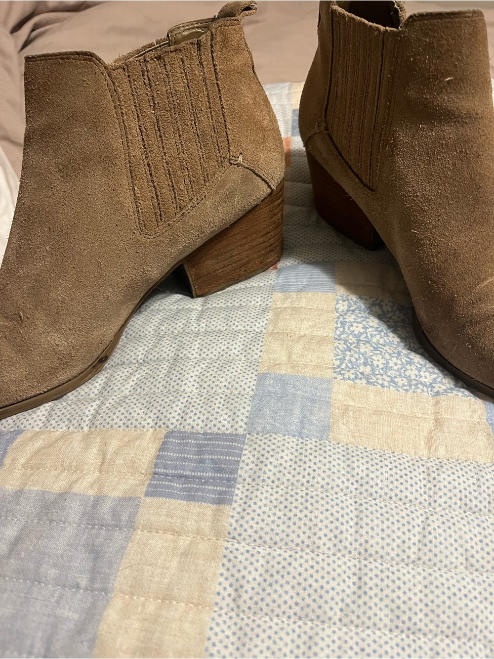 Crown Vintage Suede Ankle Booties in Taupe Brown